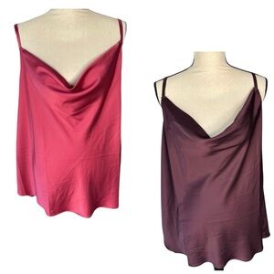 2 TORRID Satin Cowl Neck Camisole Winetasting Red & Coral Plus Size 1X Tanks NWT